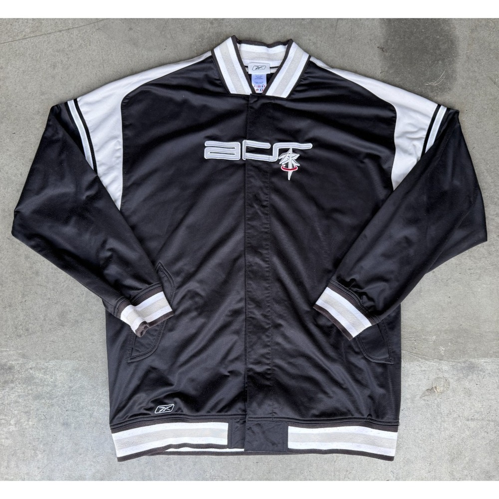 VTG Mens Sz XL Reebok Above the Rim Track Jacket Y2K Basketball Full Button Blac
